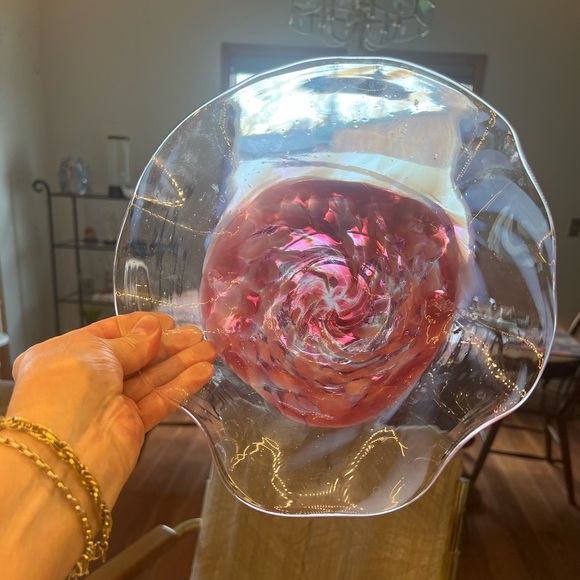 Murano Pink and Clear Swirl Glass Art bowl. Beautiful no chips - Picture 3 of 9